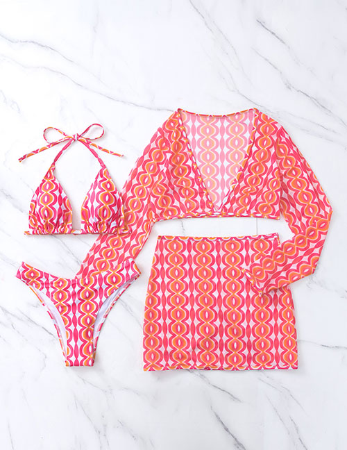 Fashion Color Polyester Printing Neck Tie Tie Body Swimsuit Four -piece Set