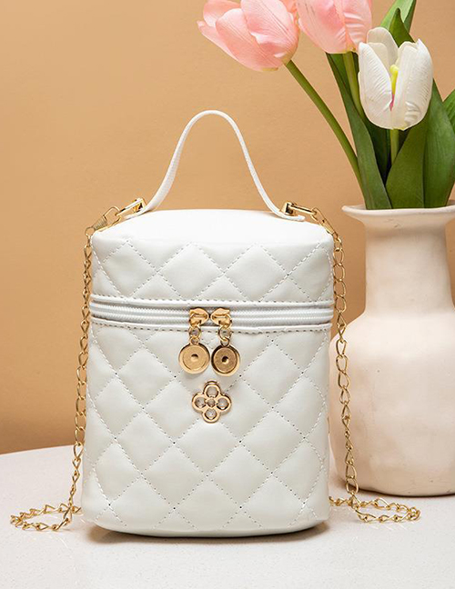 Fashion White Pu Diamond Large -capacity Messenger Bag