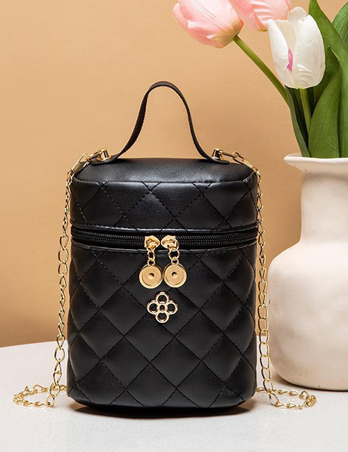 Fashion Black Pu Diamond Large -capacity Messenger Bag