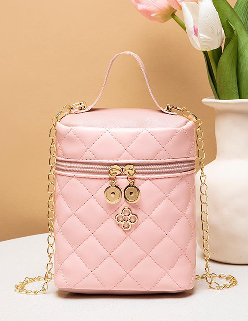 Fashion Pink Pu Diamond Large -capacity Messenger Bag