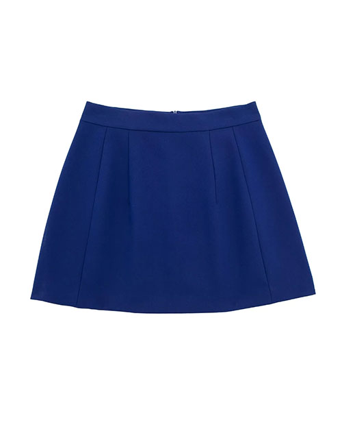Fashion Blue Polyester Pleated Skirt
