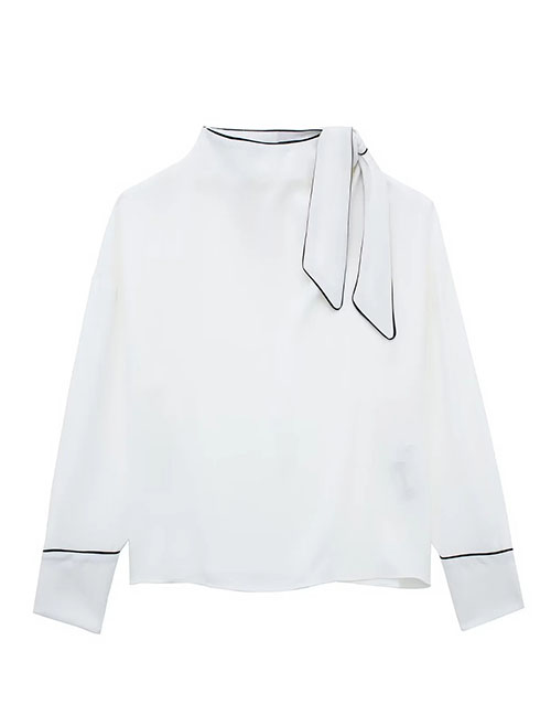 Fashion White The Neckline With A Contrasting Color Roller