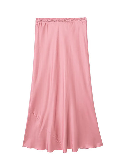 Fashion Pink Satin Fold Skirt