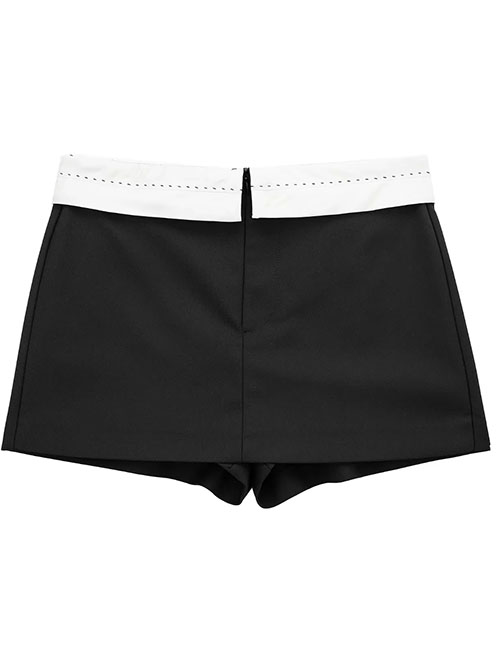 Fashion Black Polyester Rolled Shorts