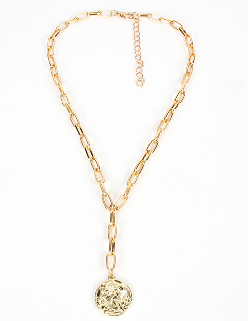 Fashion Gold Metal Geometric Round Brand Y -shaped Necklace