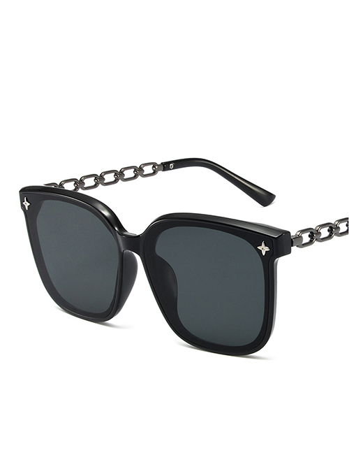Fashion Bright Black Gray Film (gun Leg) Pc Rice Nail Cat's Eye Box Sunglasses