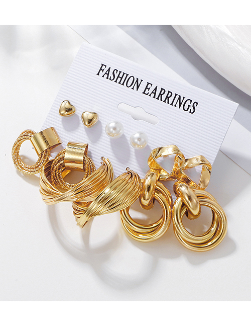 Fashion 1# Alloy Gold -plated Love Pearl Earrings Set