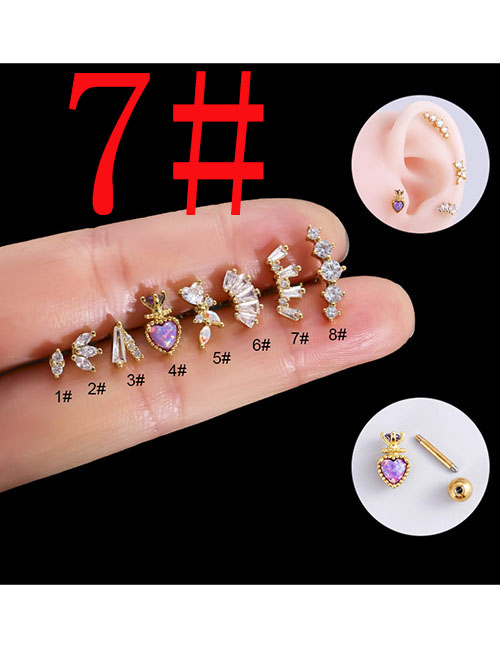 Fashion 7#gold Titanium Steel Diamond Geometric Spike Earrings