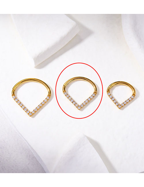 Fashion 10mm Titanium 512-gold Titanium Steel Inlaid Geometric Puncture Water Droplet -shaped Nose Rings