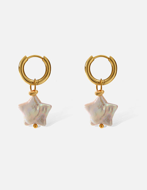 Fashion 9# Titanium Steel Geometric Pearl Earring Earrings