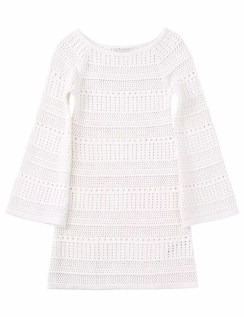 Fashion White Cotton Knitted Dress