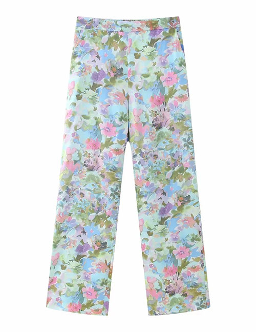 Fashion Color Torteral Printed Straight Trousers