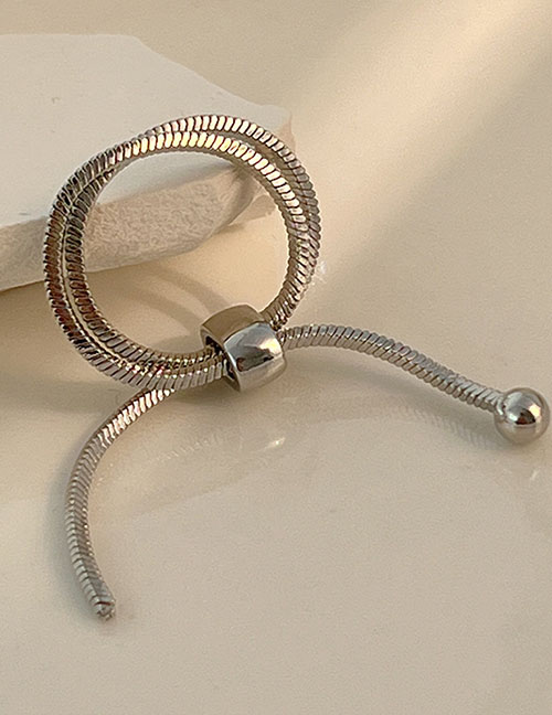 Fashion Silver Pure Copper Geometric Chain Ring