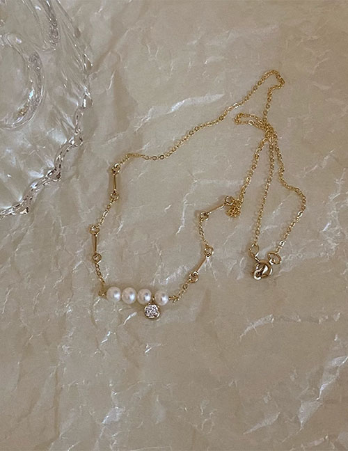 Fashion Gold Pure Copper Pearl Chain Necklace