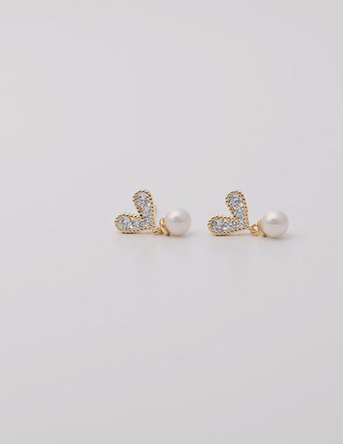 Fashion Silver Copper Diamond Love Pearl Earrings