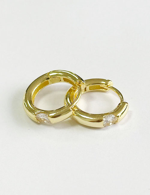 Fashion Gold Copper Inlaid Round Ear Ring