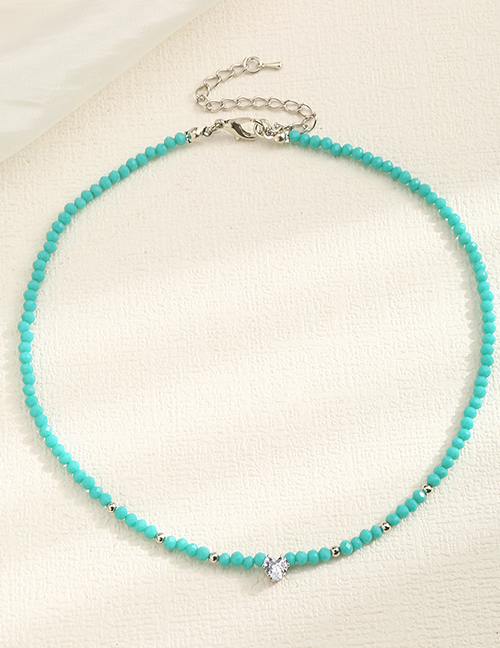 Fashion Lake Beads Beads Inlaid Diamond Love Necklace