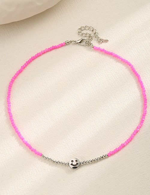 Fashion Red String Bead Mizhu Smiling Facial Chain Necklace