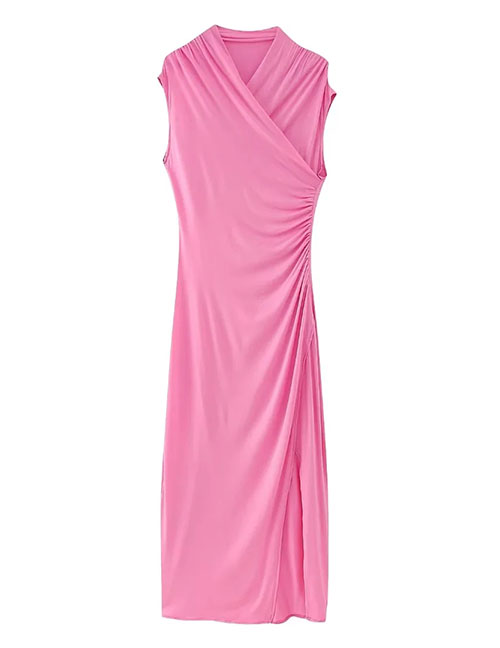Fashion Pink Capital Fold Split Dress