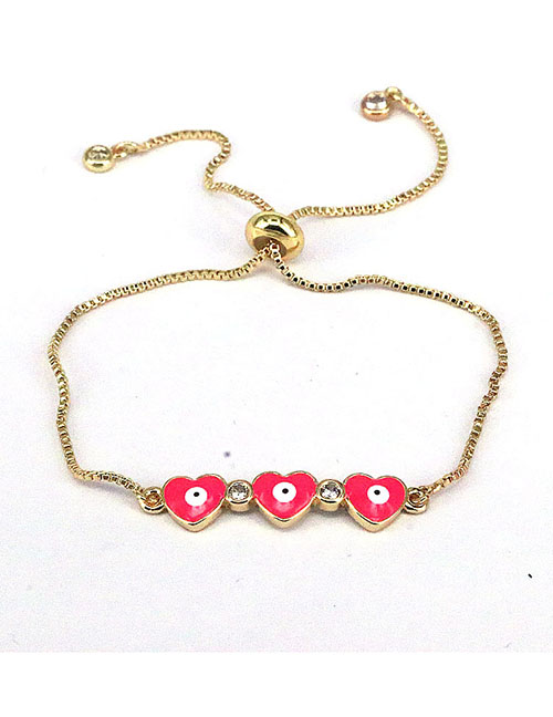 Fashion Rose Red Copper Inlaid Dripping Oil Love Eye Bracelet