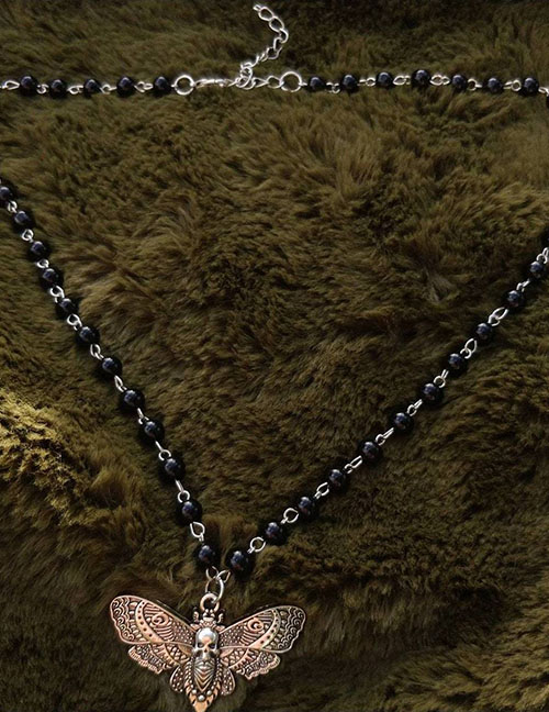 Fashion Black Alloy Geometric Moth Chain