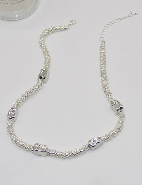 Fashion Silver Broken Silver Beading Necklace
