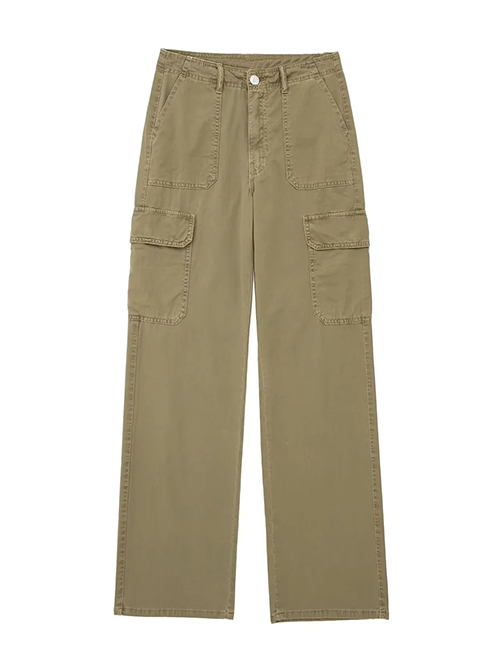 Fashion Military Green Straight Tube Worker Trousers