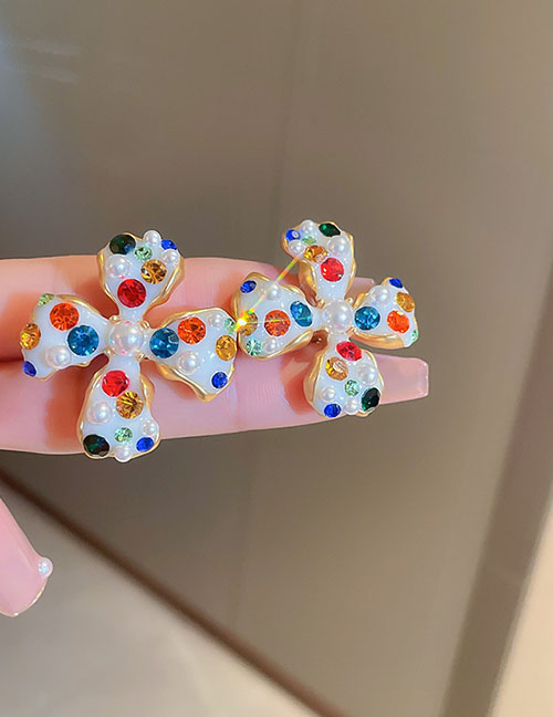 Fashion Ear Clip-color Alloy Diamond Pearl Flower Ear Clip