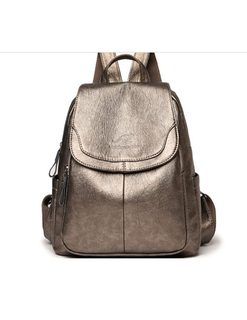 Fashion Gold Pu Large -capacity Backpack