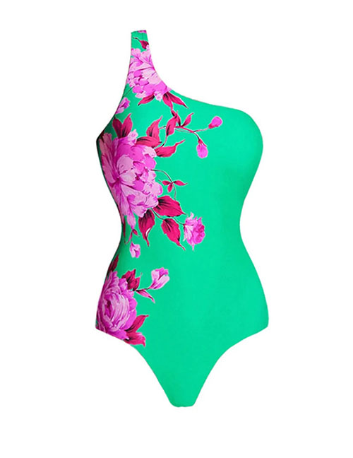 Fashion Conjusational Bikini Polyester Printing Shoulder Connecting Swimsuit