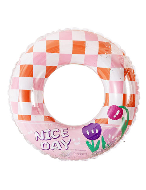 Fashion Sequenant Grid (pink) 100#with Handle (suitable For Adults) Pvc Sequins Checked Inflatable Swimming Ring