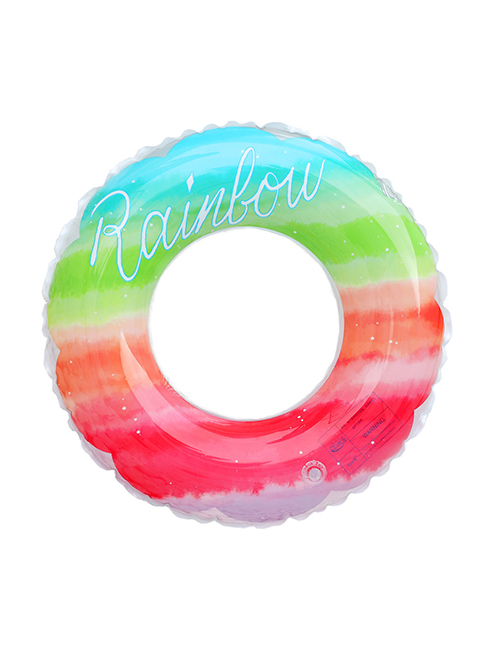 Fashion Rainbow Flower 100#bring Handle (suitable For Adults) Pvc Rainbow Inflatable Swimming Ring