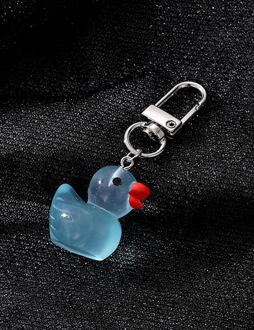 Fashion Light Blue Resin Translucent Duckling Keychain
