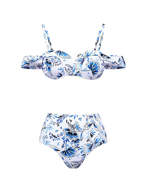 Fashion Bikini Polyester Printing Split Swimsuit