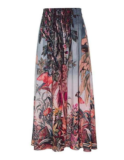 Fashion Long Skirt Polyester Print Skirt