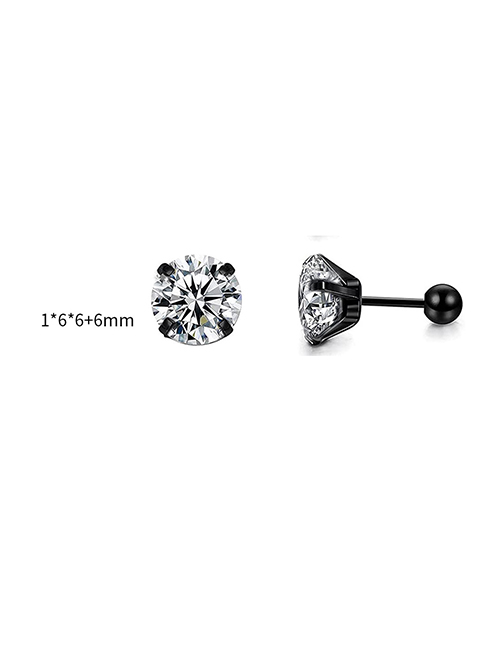 Fashion Black-6mm Titanium Steel Four -claw Balls Puncture Earrings
