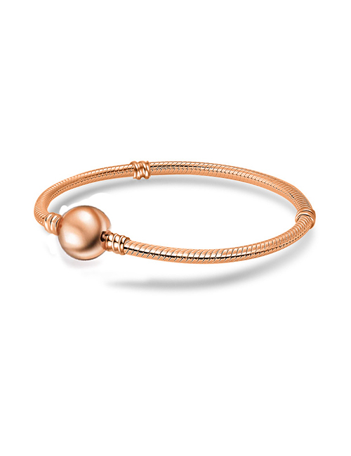 Fashion Rose Gold. Round Head Copper Silver -plated Geometric Snake Bone Chain Bracelet