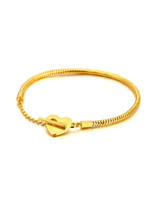 Fashion Gold:love T Buckle Copper Silver -plated Snake Bone Chain Love Bracelet