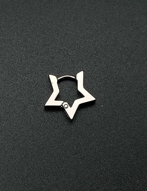 Fashion Pentagram Steel Color Titanium Steel Geometric Pentagonal Ear Ring