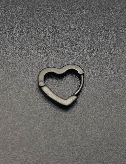 Fashion Peach Heart Black Titanium Steel Geometric Love Ear Ring