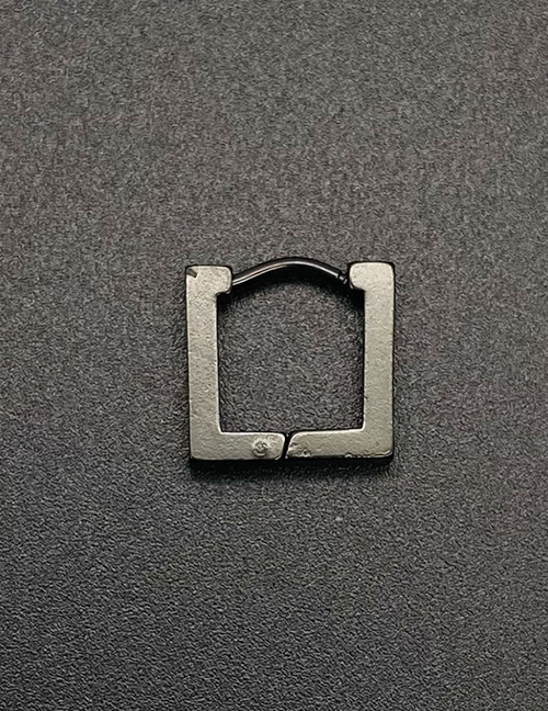 Fashion Square Black Titanium Steel Geometric Square Ear Ring