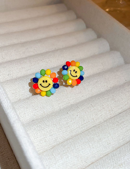 Fashion Color Colorful Smiley Crystal Flowers Earrings