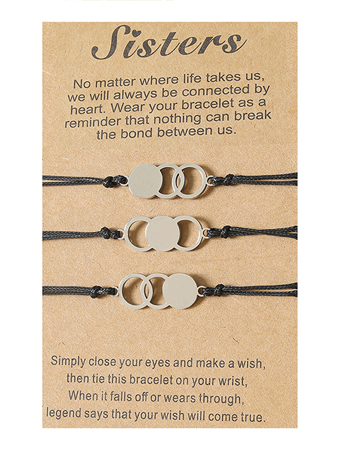 Fashion Sister Card Stainless Steel Openwork Round Braided Bracelet Set