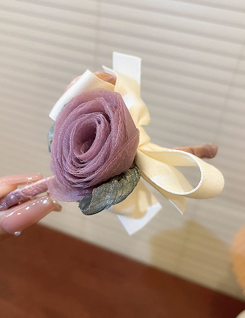 Fashion Grab-purple Fabric Bow Tulle Flower Grabber
