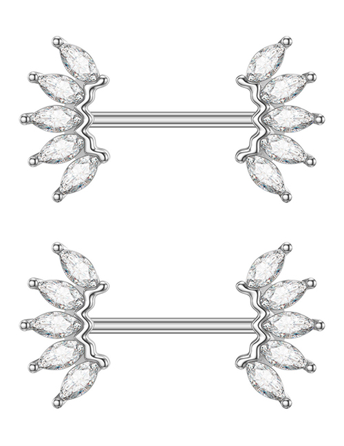 Fashion 10# Titanium Steel Inlaid With Zirconium Geometric Puncture Nipple Ring