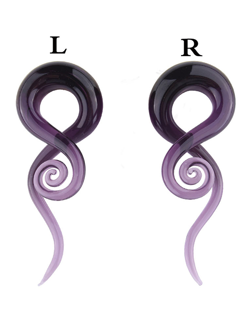 Fashion Purple 8mm Geometric Glass Snail Piercing Ear Refill