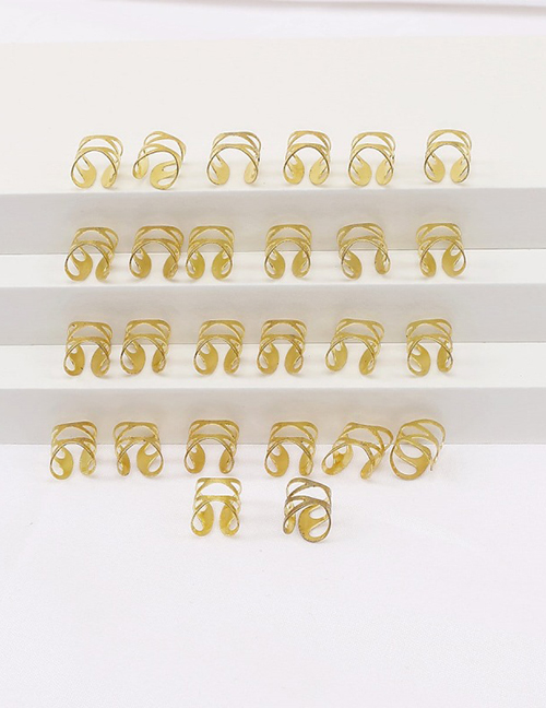 Fashion Gold 26pcs Metal Geometric Braiding Rings