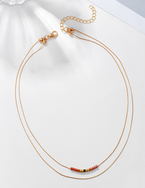 Fashion 3# Alloy Bead Beaded Double Layer Necklace