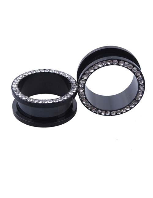 Fashion 20mm Stainless Steel Diamond Piercing Round Ear Flanges