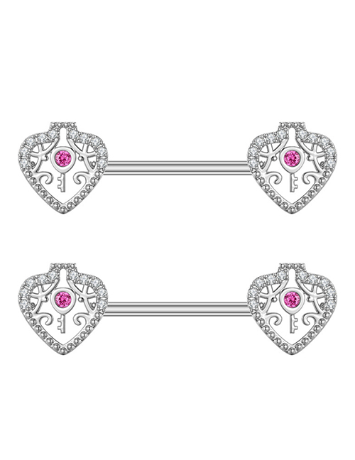 Fashion Love Stainless Steel Inlaid Zirconium Geometric Puncture Nipple Ring